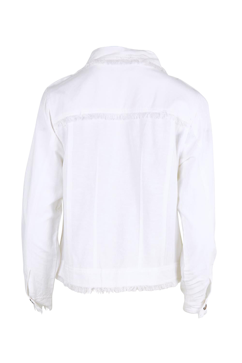 Essentials Cotton Linen Blend Fringe Jacket - White