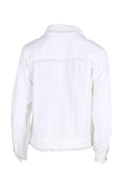 Essentials Cotton Linen Blend Fringe Jacket - White