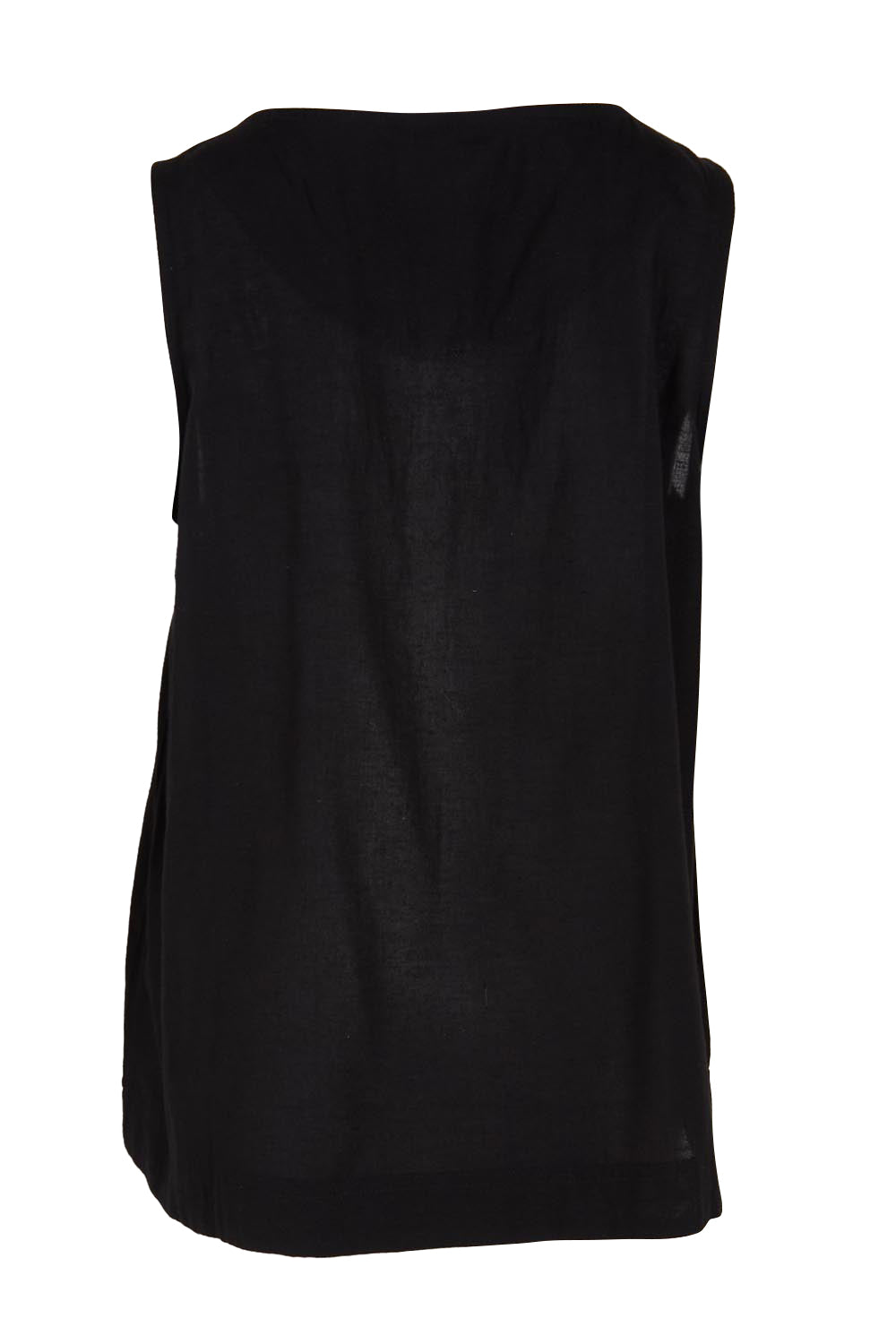 Product shot of the Essentials Linen Blend Cami - Black in colour Black, from the back