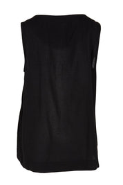 Product shot of the Essentials Linen Blend Cami - Black in colour Black, from the back