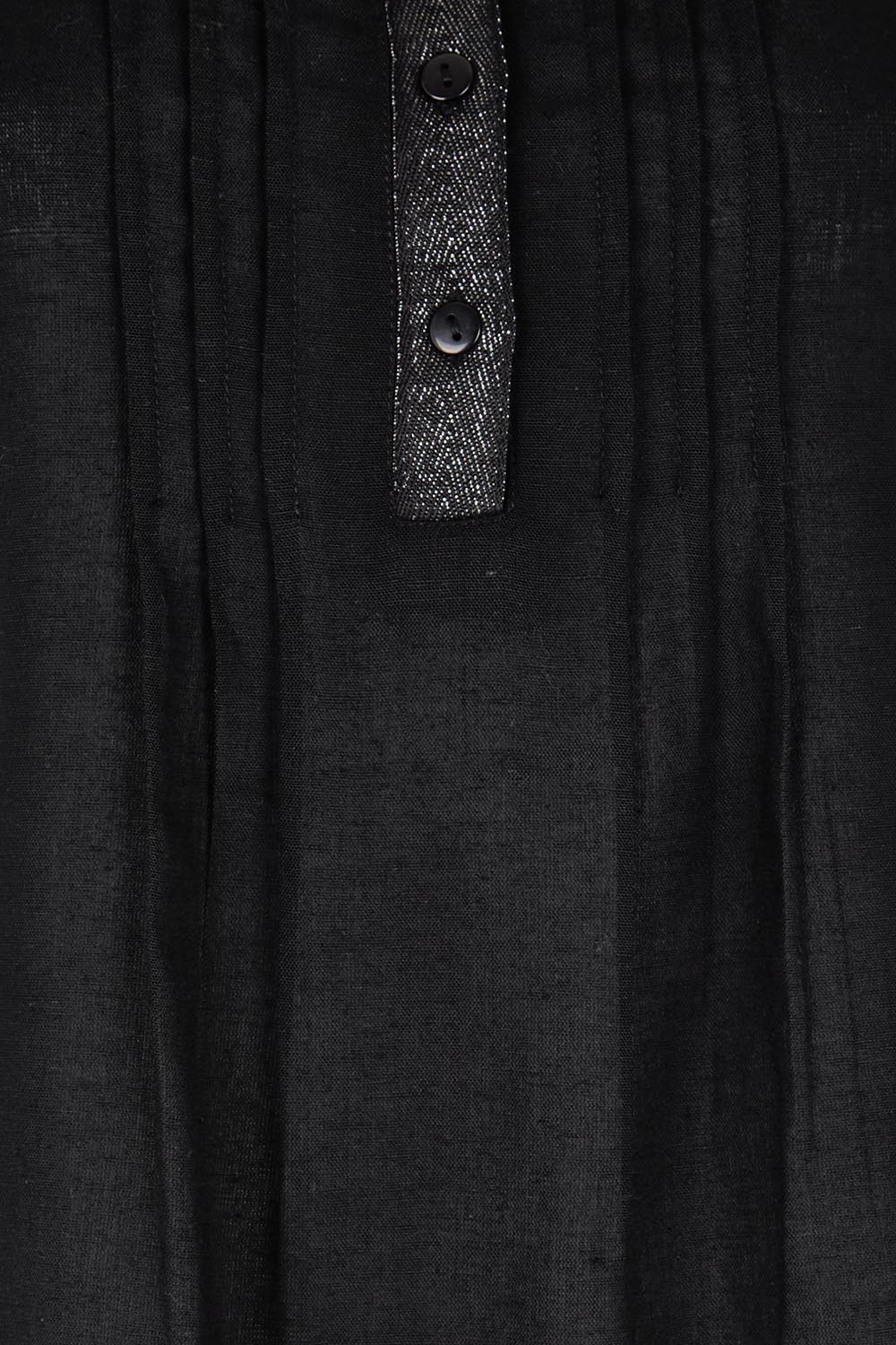 Product shot of the Essentials Linen Blend Cami - Black in colour Black, showing detail