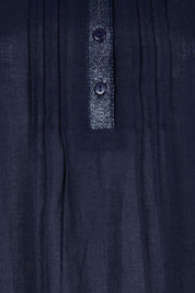 Product shot of the Essentials Linen Blend Cami - Navy in colour Navy, showing detail