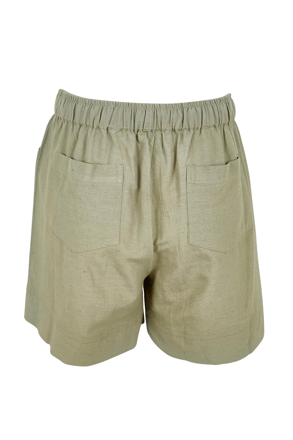 Product shot of the Essentials Linen Blend Shorts - Khaki in colour Khaki, from the back