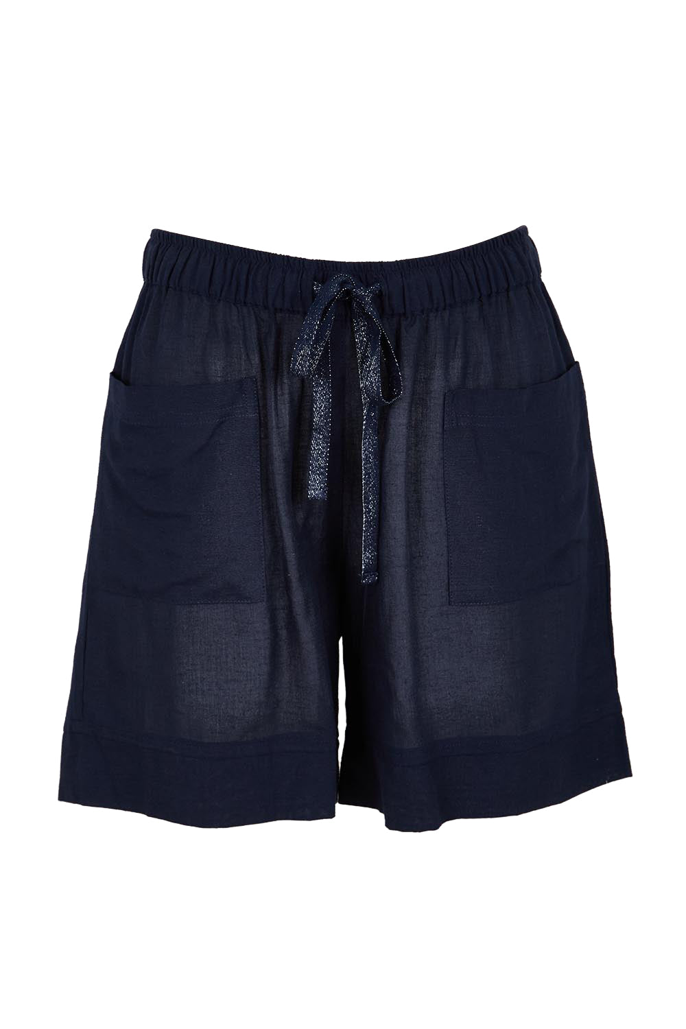 Product shot of the Essentials Linen Blend Shorts - Navy in colour Navy, from the front