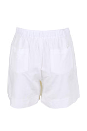 Product shot of the Essentials Linen Blend Shorts - White in colour White, from the back