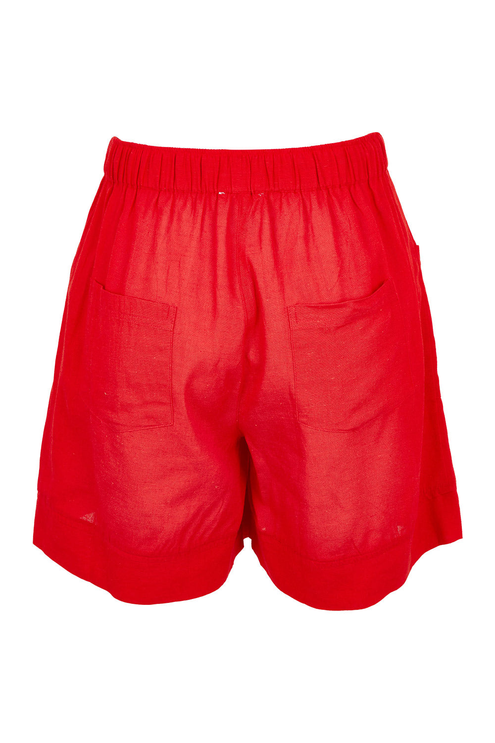 Product shot of the Essentials Linen Blend Shorts in colour Red (Red), from the back