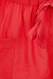 Product shot of the Essentials Linen Blend Shorts in colour Red (Red), detail
