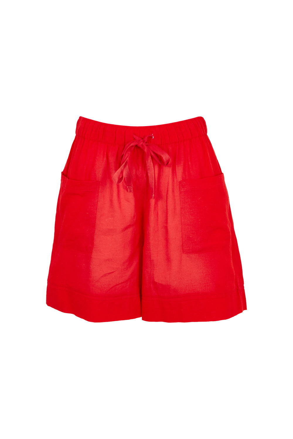 Product shot of the Essentials Linen Blend Shorts in colour Red (Red), from the front