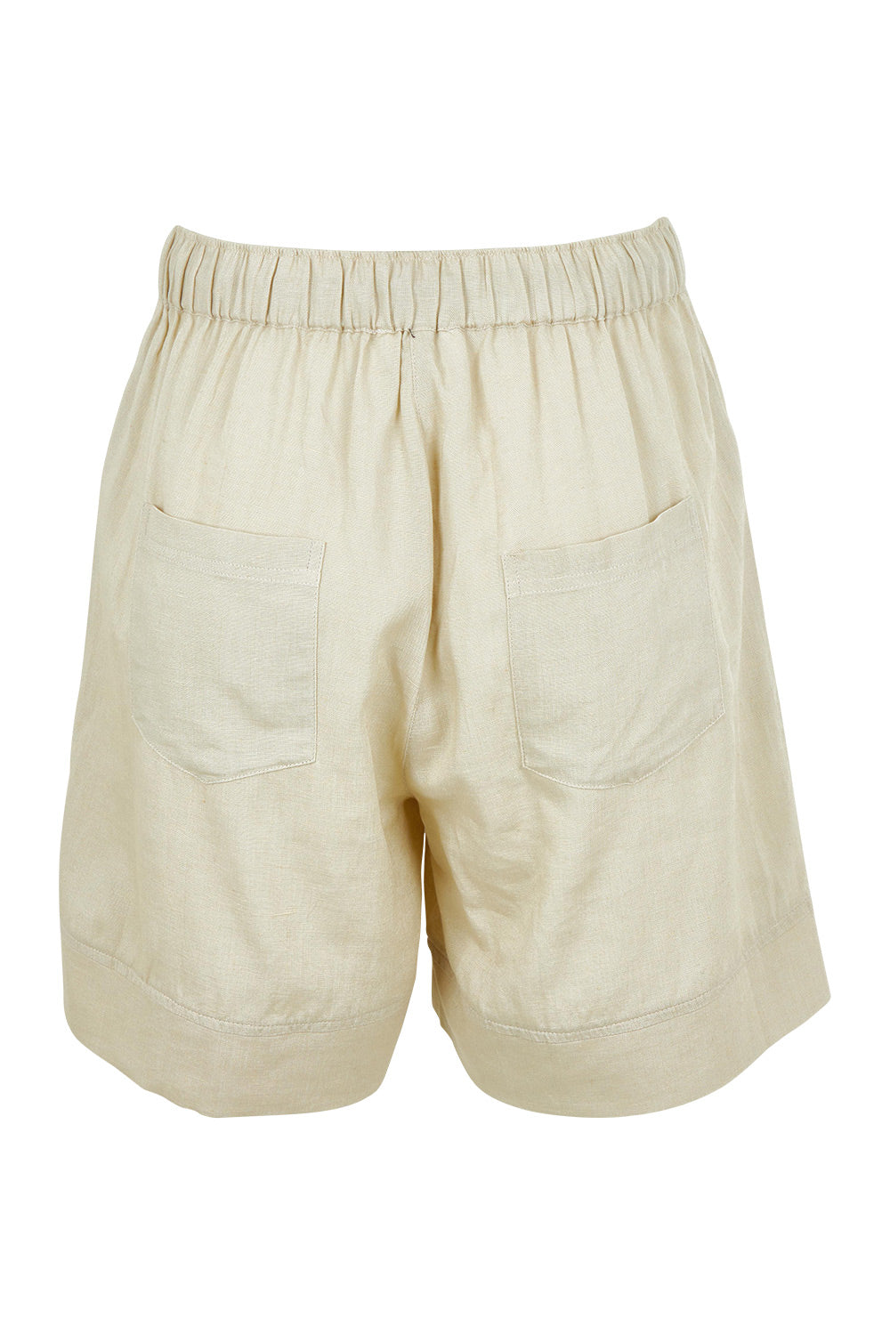 Product shot of the Essentials Linen Blend Shorts in colour Sand, from the back