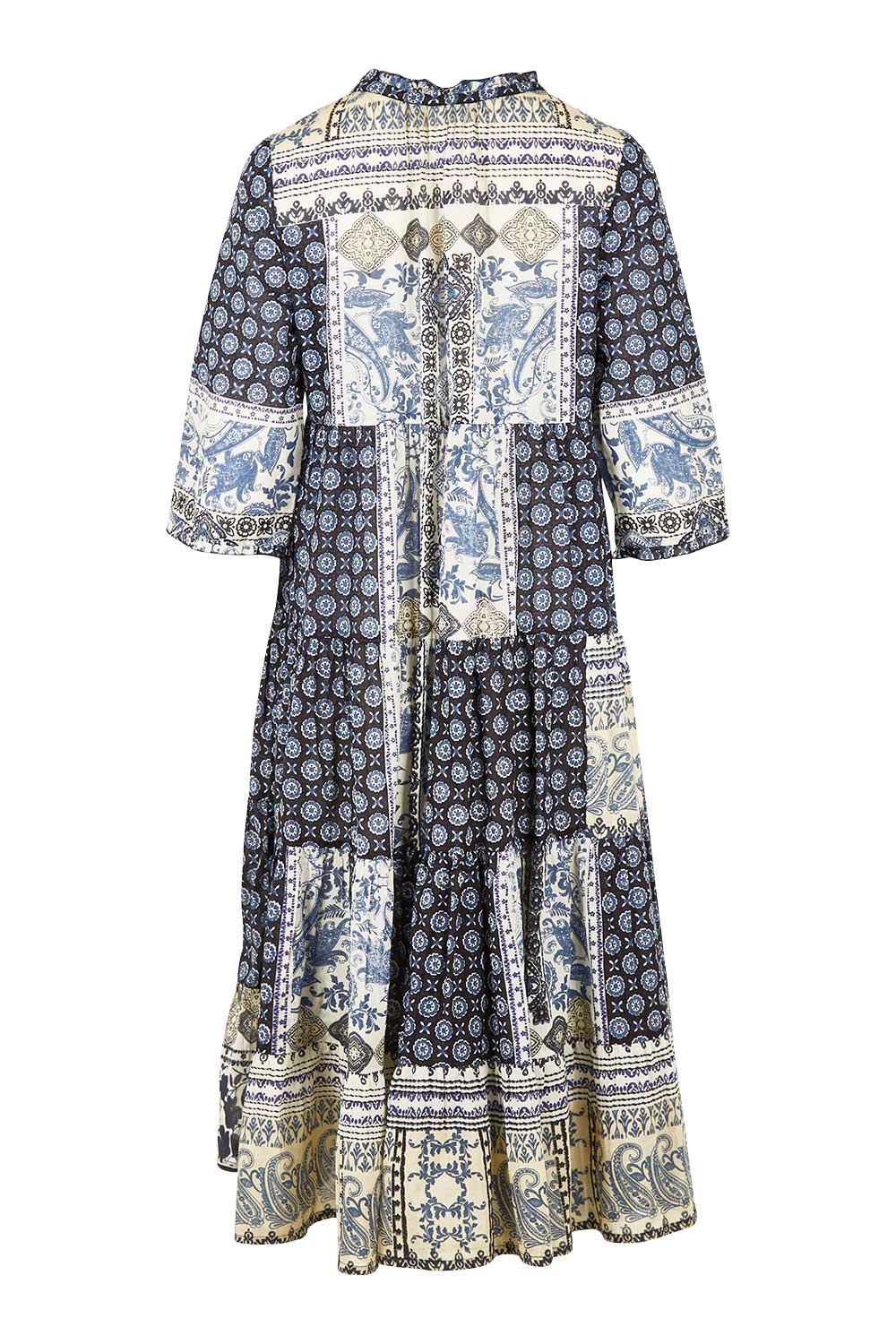 Product shot of the Ramatuelle Organic Cotton Print Dress in colour Print (Blue), from the front