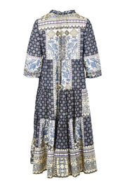 Product shot of the Ramatuelle Organic Cotton Print Dress in colour Print (Blue), from the front