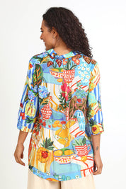 Model Pamelar wearing size 10 of the Collar Shirt – Picnic in colour Picnic, from the back