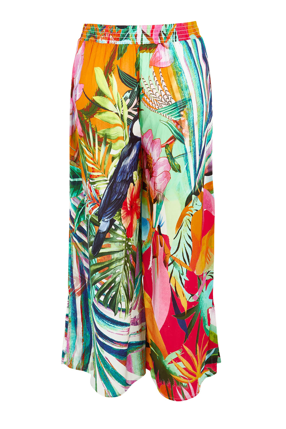 Product shot of the Rio Shirred Waist Pant in colour Rio (Green), from the back