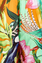 Product shot of the Rio Shirred Waist Pant in colour Rio (Green), detail