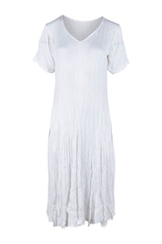 Product shot of the Essentials Godet Short Sleeve Dress in colour White (White), from the front