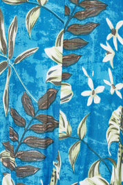 Product shot of the Short Sleeve Godet Dress in colour Miramar, detail