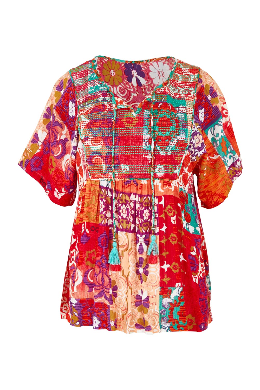 Product shot of the Bib Top in colour Araya, from the front