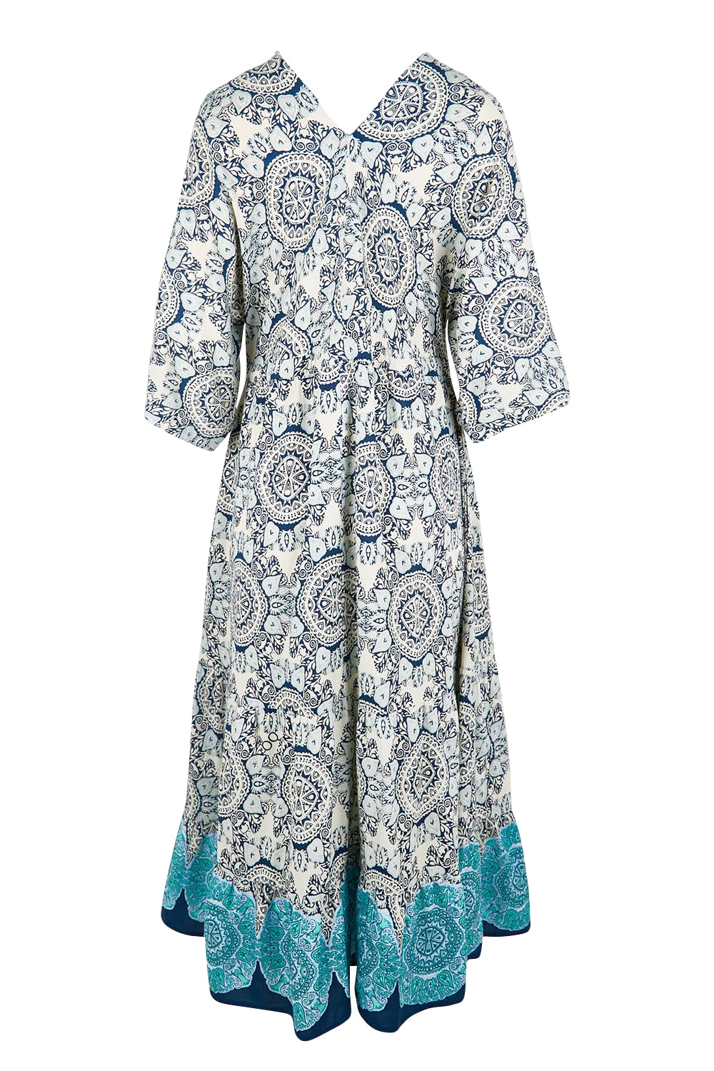 Product shot of the V Maxi Dress – Print in colour Print, from the back