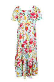 Product shot of the Square Neckline  Midi Dress – Print in colour Print, from the back