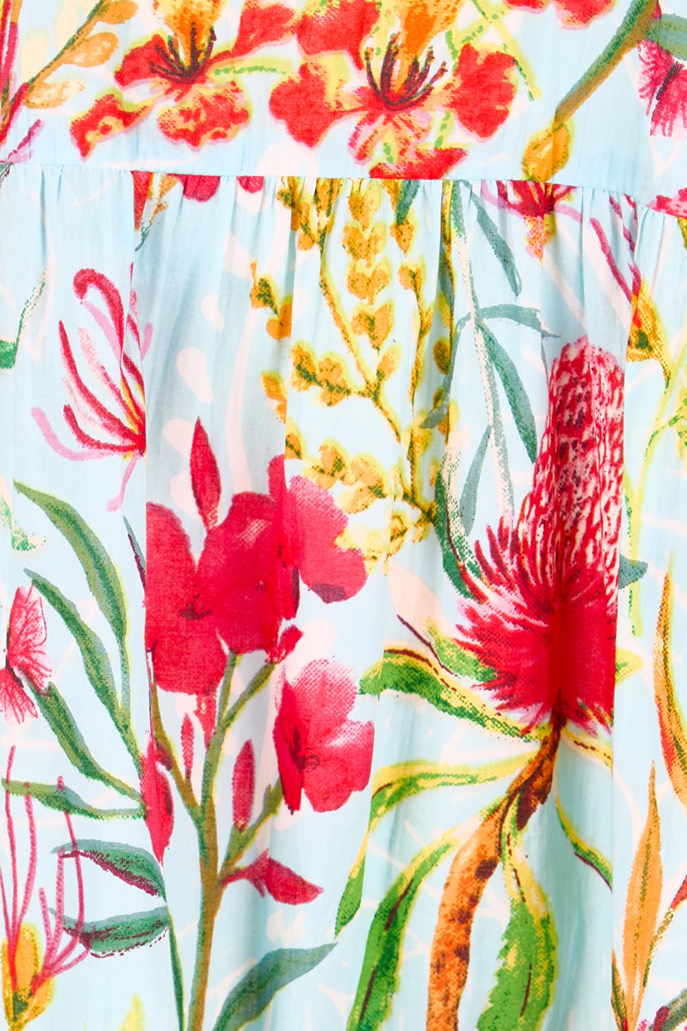 Product shot of the Square Neckline  Midi Dress – Print in colour Print, showing detail