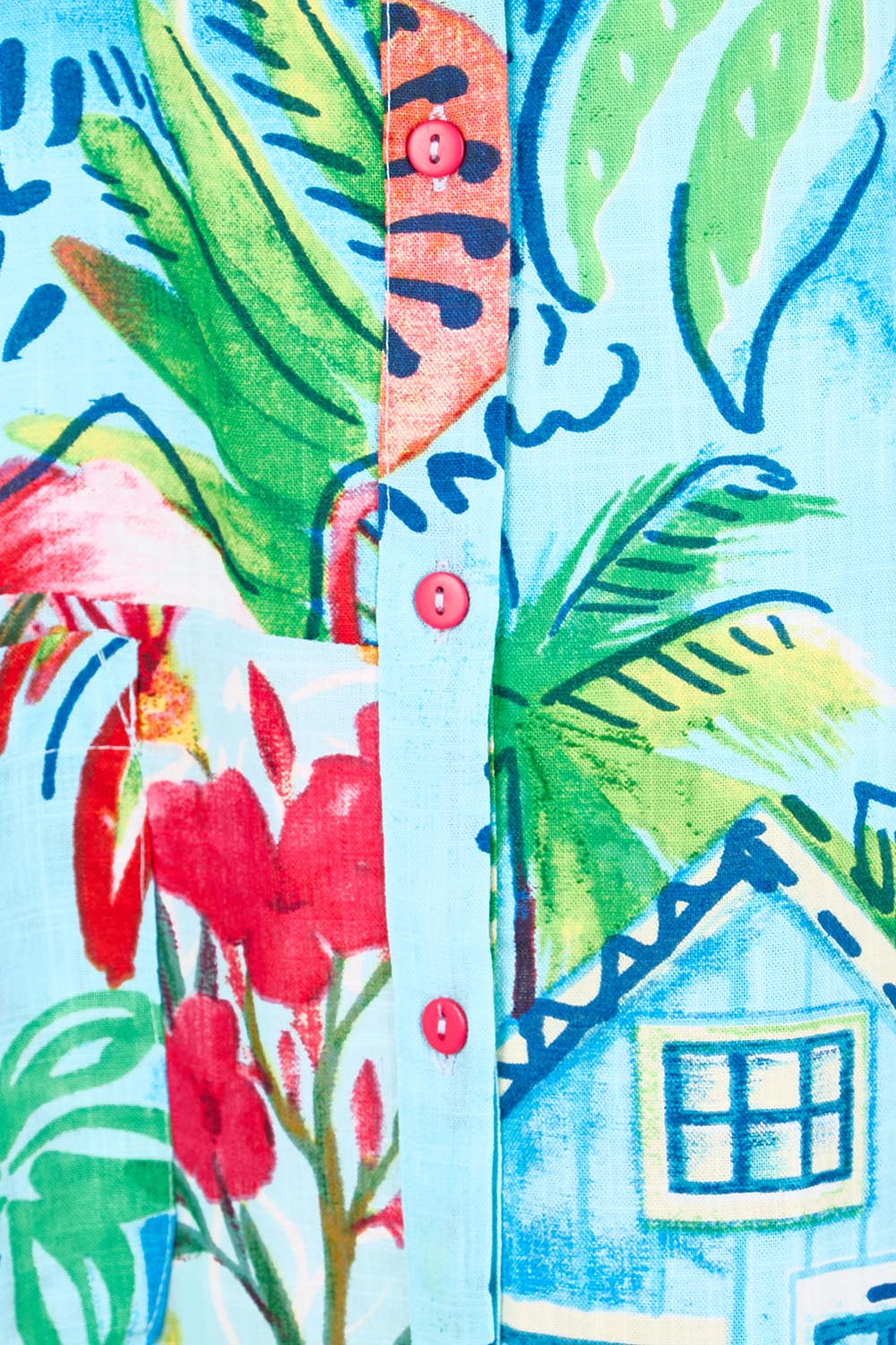 Product shot of the Long Patch Dress – Print in colour Print, showing detail