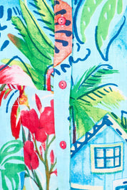Product shot of the Long Patch Dress – Print in colour Print, showing detail
