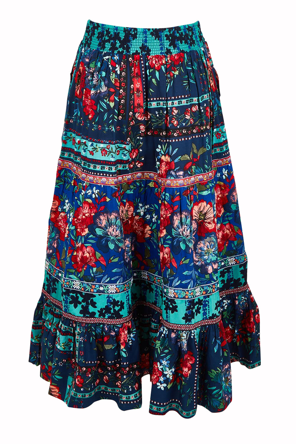 Product shot of the Layered Skirt in colour Ivanova, from the back