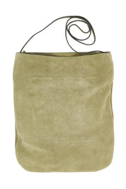 Product shot of the Suede Slouchy Bag in colour Olive (Green), from the front