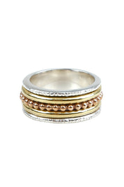 Product shot of the Medium Meditation Spinning Ring in colour Meditation (Metallics), from the front