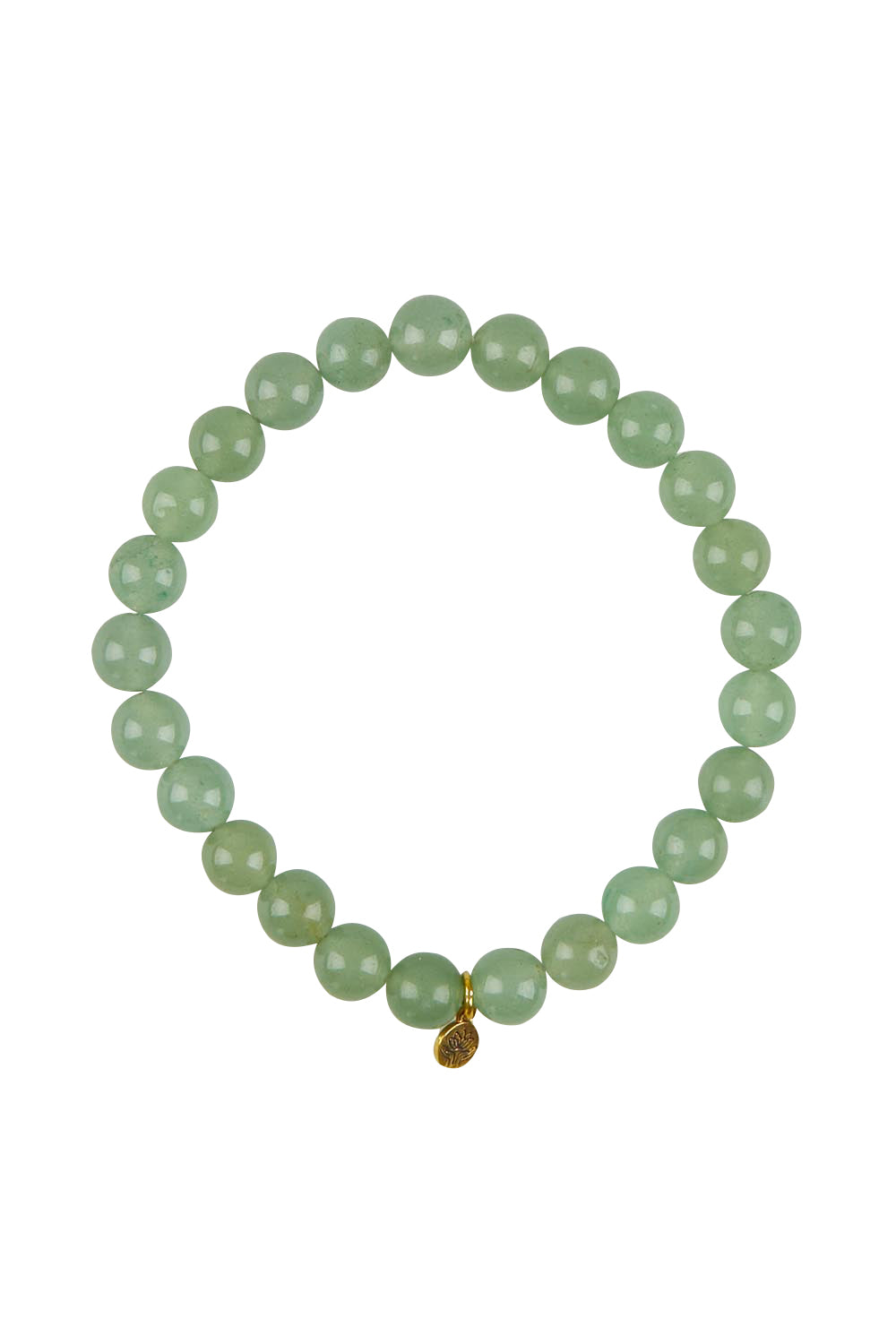 Product shot of the Thick Healing Gem Bracelet in colour Balance (Green), from the front