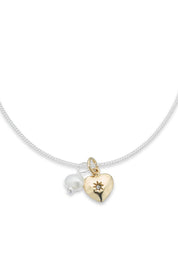 Product shot of the Dreamweaver Necklace in colour Love (Metallics), detail