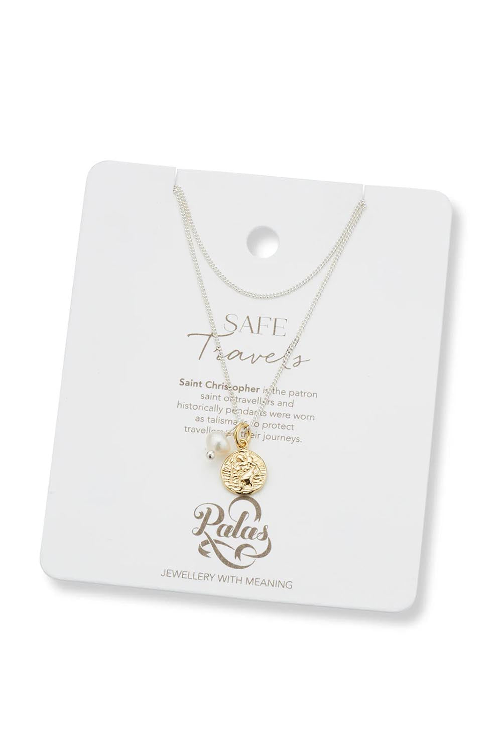 Product shot of the Dreamweaver Necklace in colour Safetravel (Metallics), detail