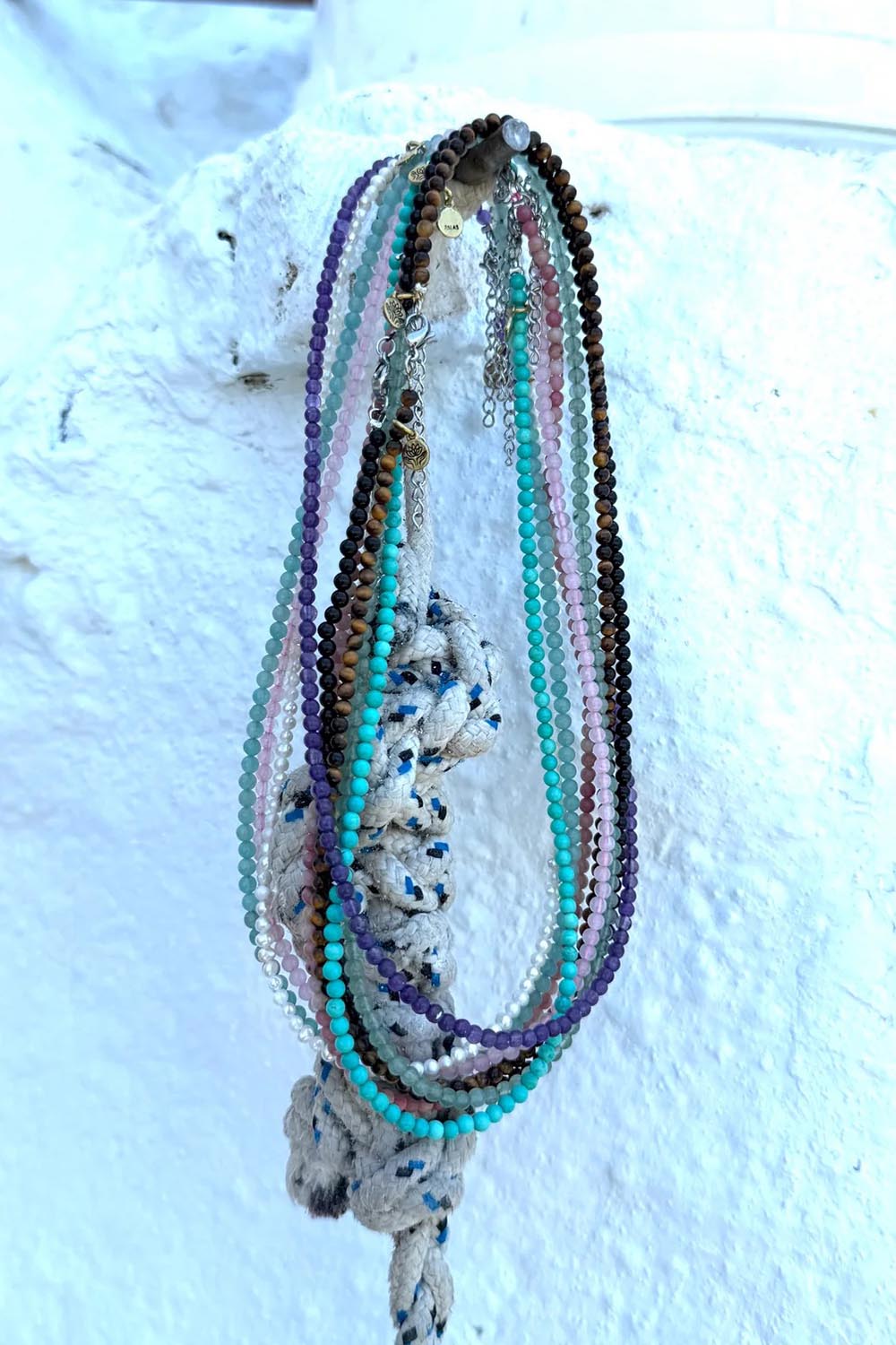 Product shot of the Healing Gems Classics Necklace - Amazonite in colour Amazonite, showing detail