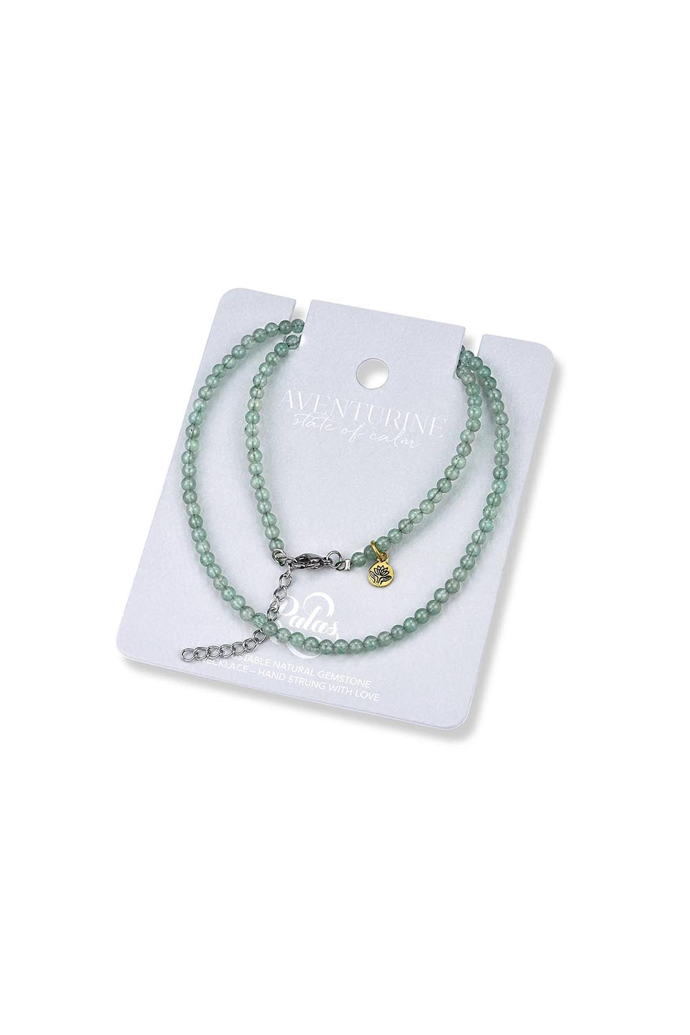 Product shot of the Healing Gems Classics Necklace - Aventurine in colour Aventurine, from the back