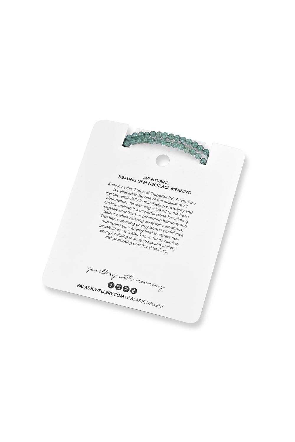 Product shot of the Healing Gems Classics Necklace - Aventurine in colour Aventurine, showing detail
