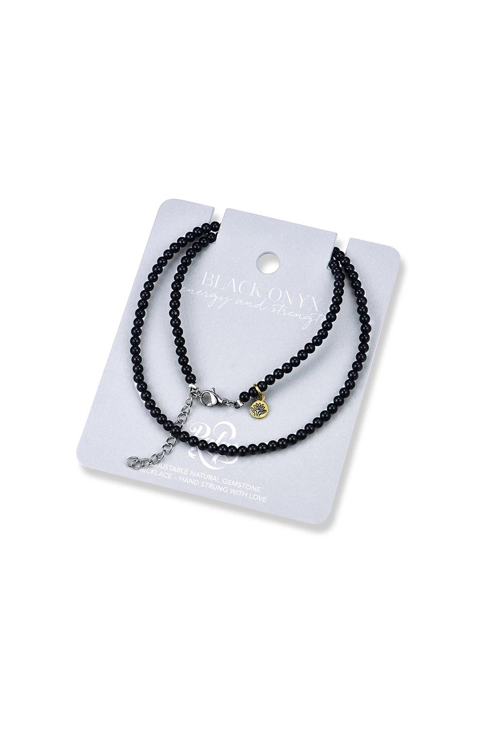 Product shot of the Healing Gems Classics Necklace - Onyx in colour Onyx, from the back