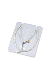 Product shot of the Healing Gems Classics Necklace - Pearl in colour Pearl, from the back