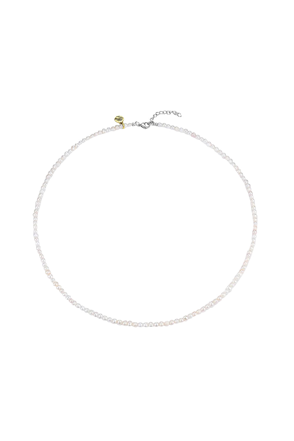 Product shot of the Healing Gems Classics Necklace - Pearl in colour Pearl, from the front