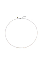 Product shot of the Healing Gems Classics Necklace - Pearl in colour Pearl, from the front