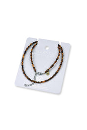 Product shot of the Healing Gems Classics Necklace - Tigerseye in colour Tigerseye, from the back
