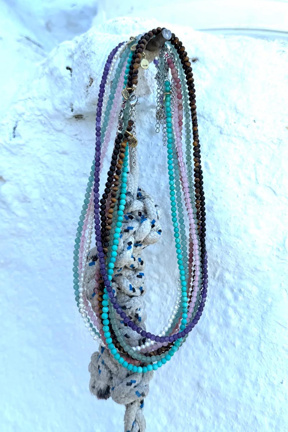 Product shot of the Healing Gems Classics Necklace - Turquoise in colour Turquoise, showing detail