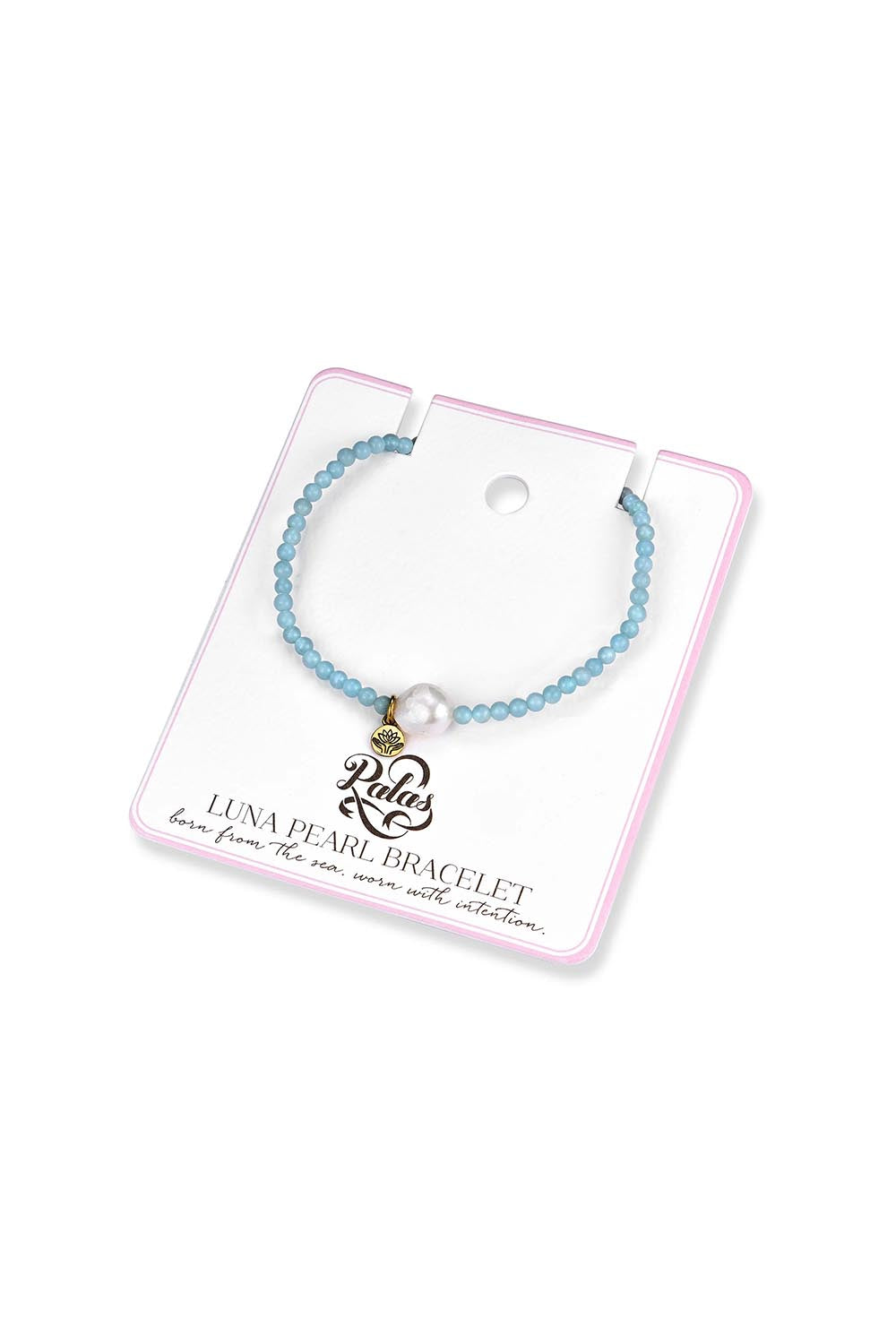Product shot of the Luna Pearl Bracelet - Amazonite in colour Amazonite, from the back