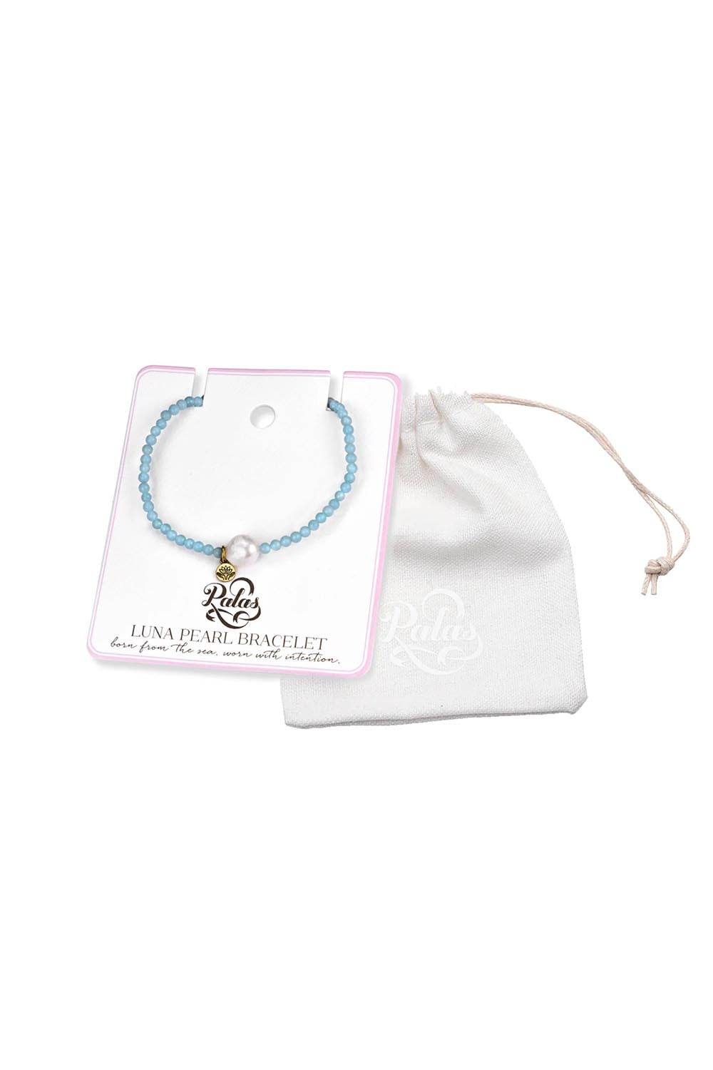 Product shot of the Luna Pearl Bracelet - Amazonite in colour Amazonite, showing detail
