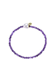 Product shot of the Luna Pearl Bracelet - Amethyst in colour Amethyst, from the front
