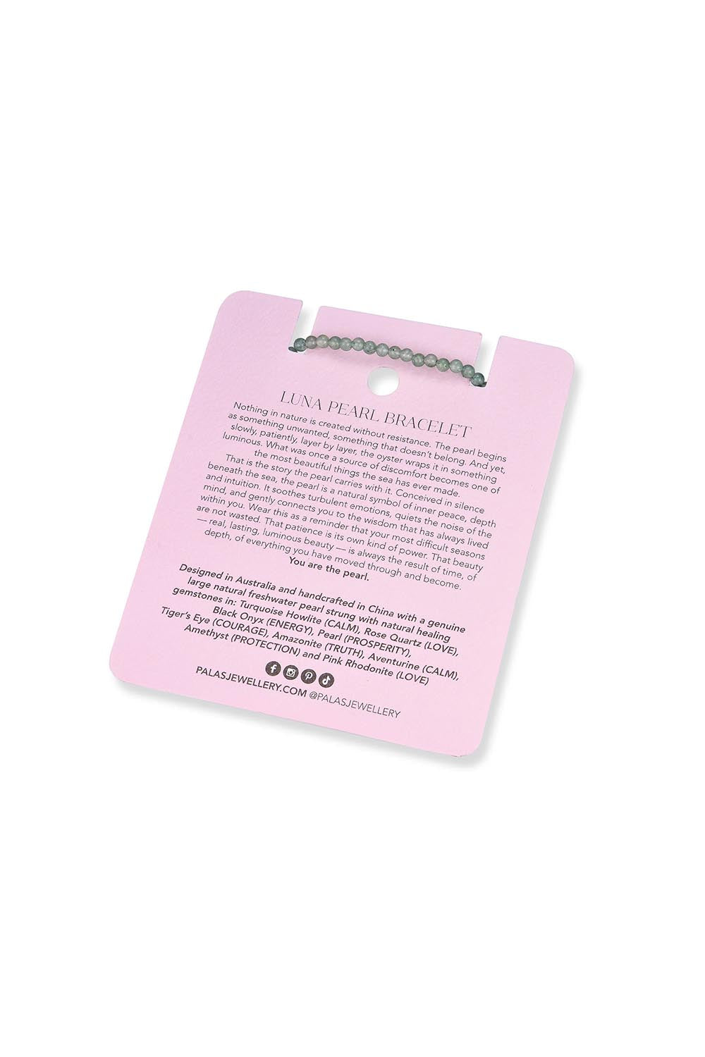 Product shot of the Luna Pearl Bracelet - Aventurine in colour Aventurine, showing detail
