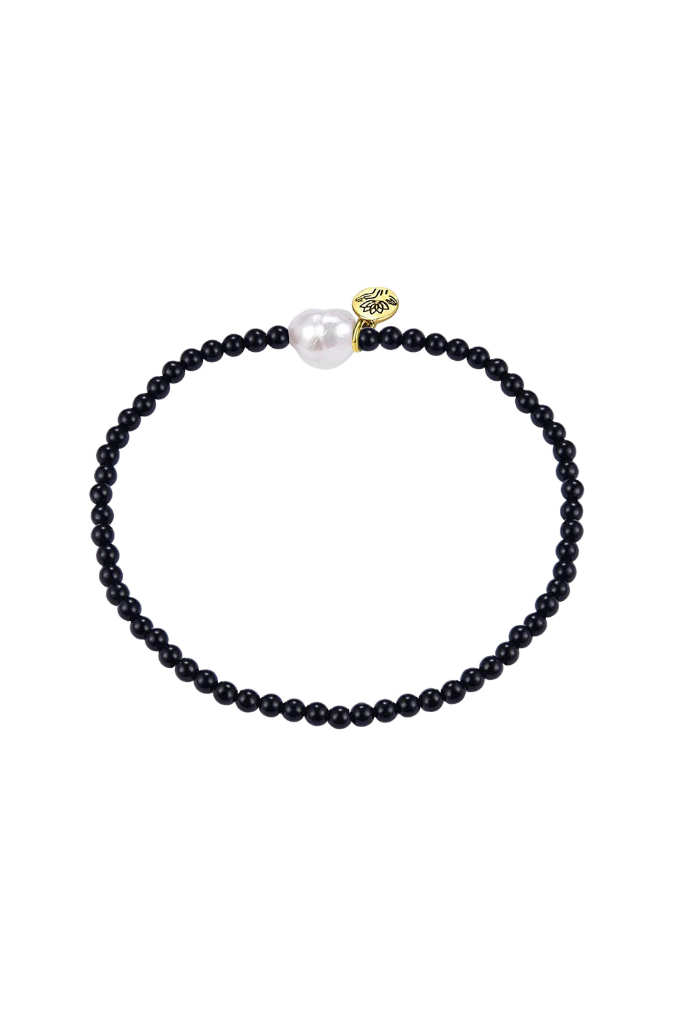 Product shot of the Luna Pearl Bracelet - Onyx in colour Onyx, from the front
