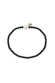 Product shot of the Luna Pearl Bracelet - Onyx in colour Onyx, from the front