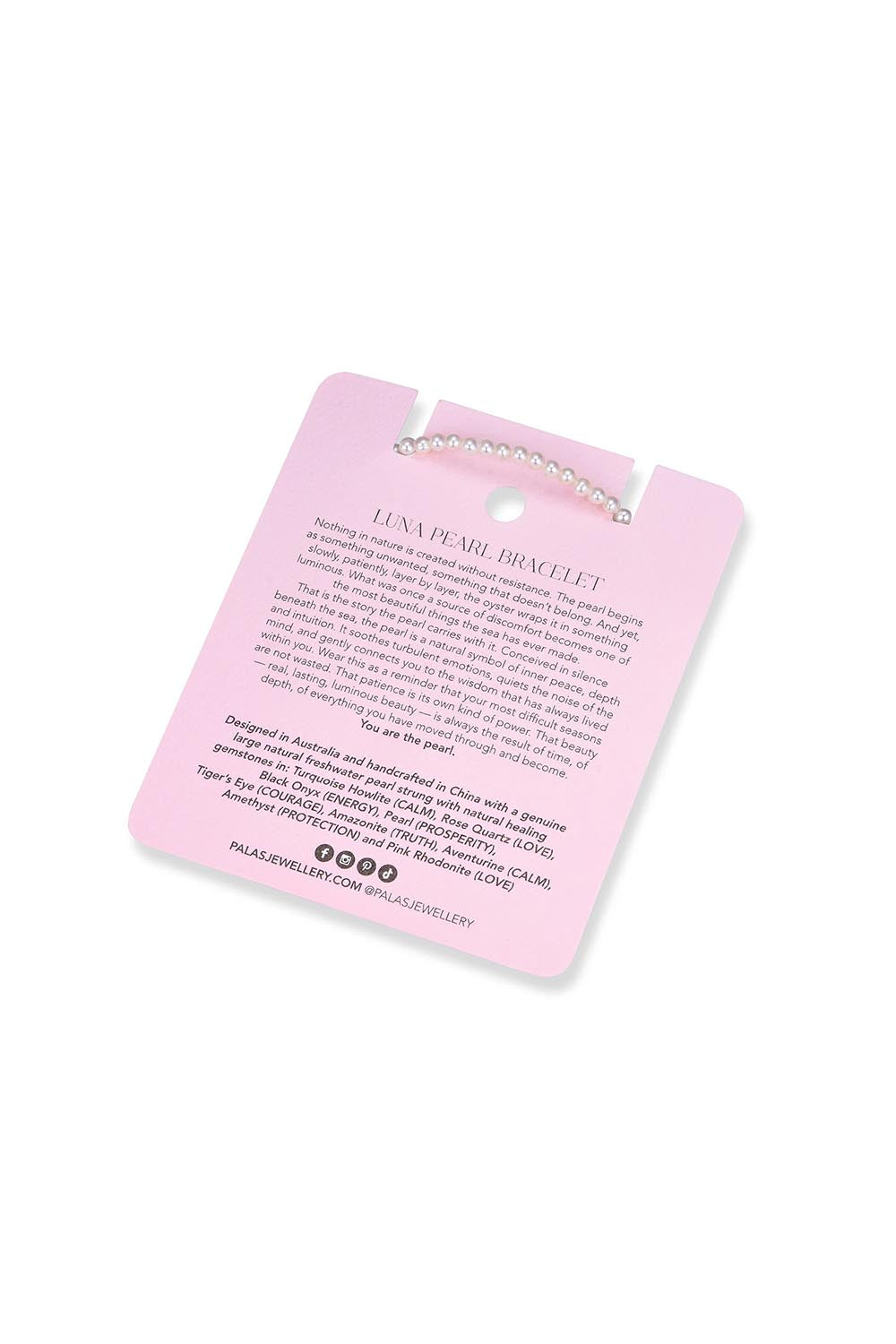 Product shot of the Luna Pearl Bracelet - Pearl in colour Pearl, showing detail
