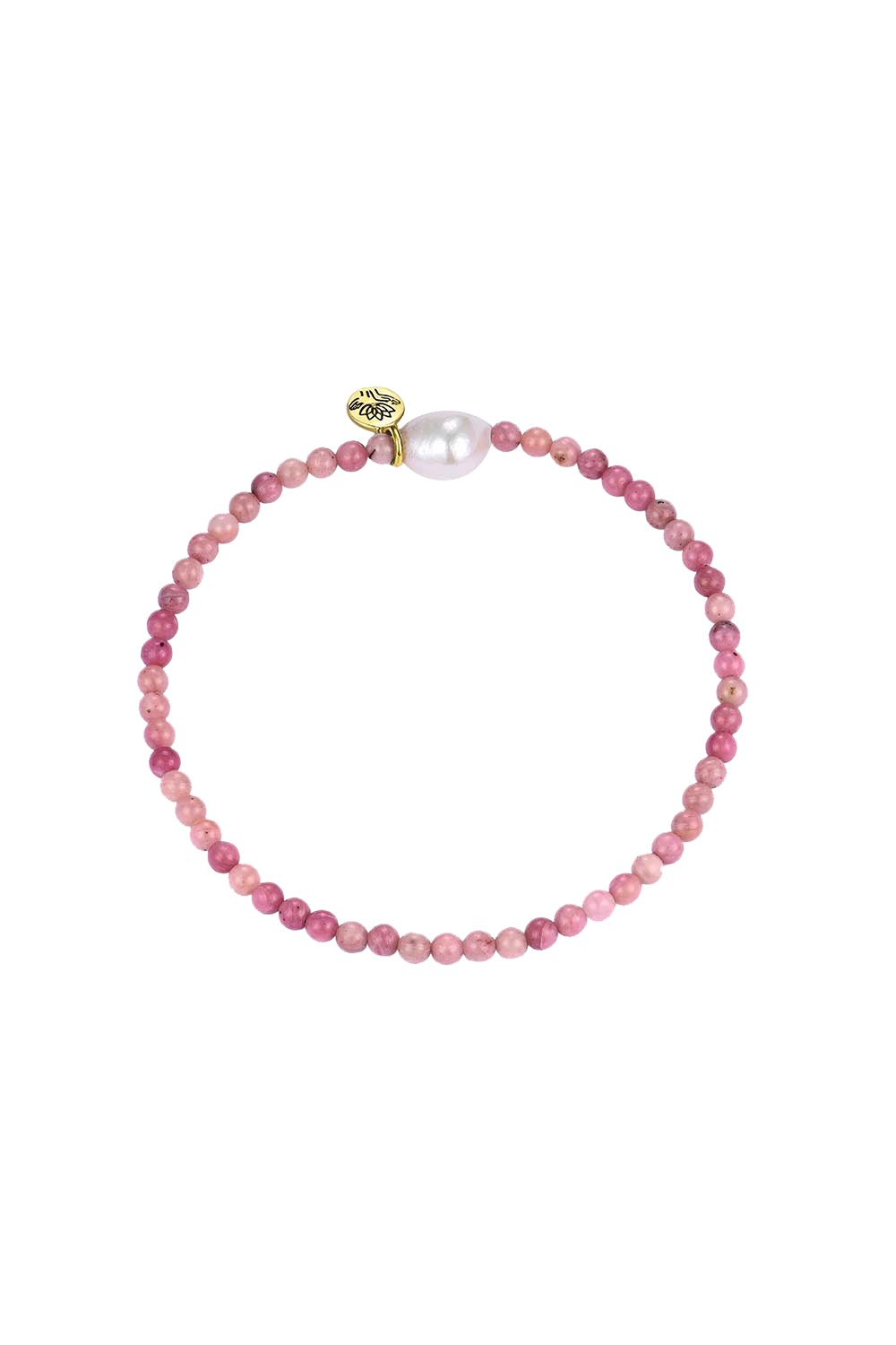 Product shot of the Luna Pearl Bracelet - Rhondonite in colour Rhondonite, from the front
