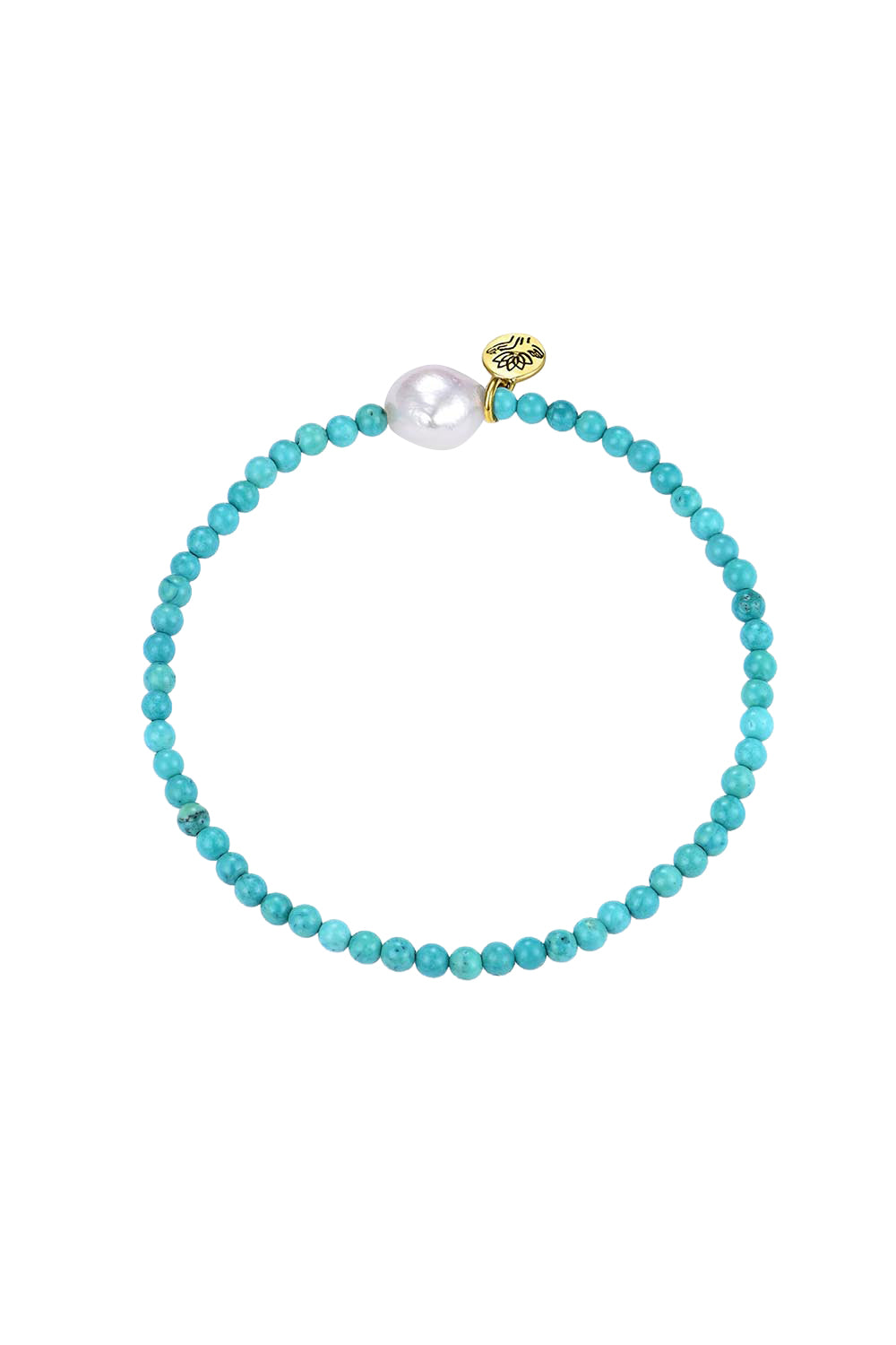 Product shot of the Luna Pearl Bracelet - Turquoise in colour Turquoise, from the front